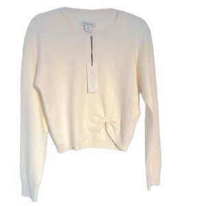 Rachel Zoe Light Pullover Ivory Sweater Crew Neck Long Sleeve Twist Detail Sz L